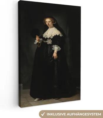 Produktbild von OneMillionCanvasses® - Leinwandbilder - 90x140 cm, Eheporträt von Oopjen Coppit - Rembrandt van Rijn, Wandbilder Kunstdruck Wanddekoration - Wandschmucke - Schlafzimmer