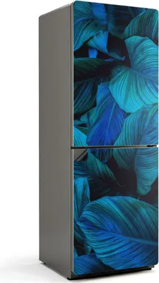 Zdjęcie produktu dla Liście w odcieniach niebieskiego - Osłona magnetyczna na lodówkę - Folia dekoracyjna magnetyczna do kuchni - Dekoracja magnetyczna na lodówkę - Samoprzylepna tablica magnetyczna - Folia magnetyczna na drzwi lodówki - 70x190 cm