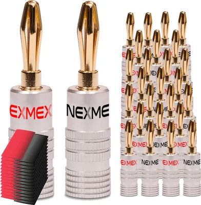 Produktbild von Bananenstecker NEXMEX 28x High End Stecker mit Schrumpfschlauch 24K vergoldet