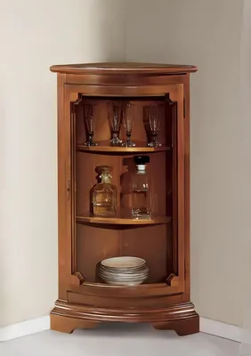 Produktbild von Klassische EckVitrine Glas Schrank Wohnzimmer Schaufenster Luxus Braun Vitrinen
