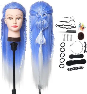 Immagine prodotto di Testa da esercitazione artificiale per parrucchieri - Capelli veri - Manichino da esercitazione per parrucchieri
