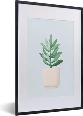 Produktbild von MuchoWow® MuchoWow® Gerahmtes Poster Pflanzen - Sukkulenten - Pastell 40x60 cm - Poster mit zchwarzem Bilderrahmen - Poster in Rahmen