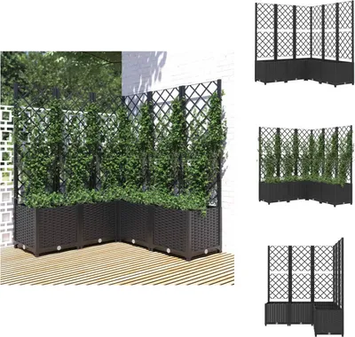 Produktbild von vidaXL Pflanzkübel mit Spalier Schwarz 120x120x136 cm PP -  Blumentöpfe & Pflanzgefäße