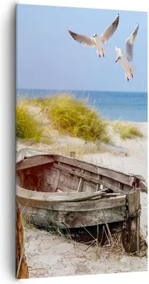 Produktbild von Bild auf Leinwand - Leinwandbild - Einteilig - Strand Möwen £ódŸ - 65x120cm - Wand Bild - Wanddeko - Wandbilder - Leinwanddruck - Bilder - Wanddekoration - Leinwand bilder - Wandbild - PA65x120-4170
