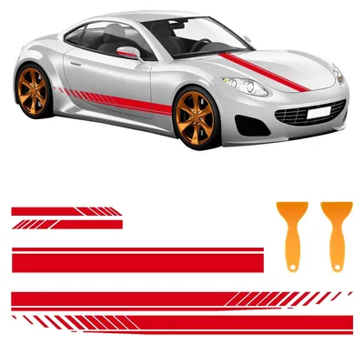 Immagine prodotto di Set di 5 adesivi a strisce per cofano auto, per un look racing