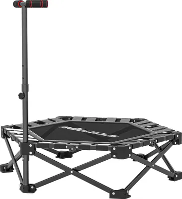 Produktbild von Fitness-Trampolin mit verstellbarem T-Griff, faltbar, Tragetasche, 120 kg Belastbarkeit, Stahl, Kunststoff, Schwarz