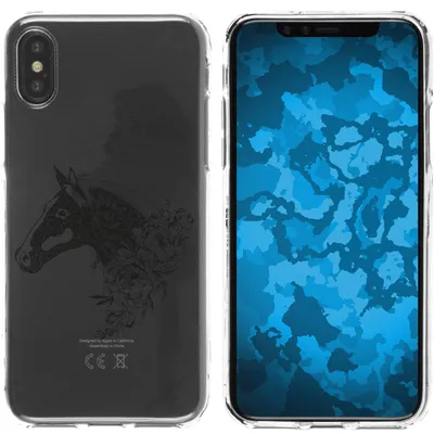 Produktbild von PhoneNatic Case kompatibel mit Apple iPhone X / XS Silikon-Hülle Floral Pferd M5-1
