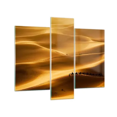 Produktbild von Bilder auf glas - Afrika Sahara Kamel Landschaft - 95x80cm - Glasbilder - Wandbilder - Kunstdruck - zum Aufhängen bereit - Wanddekoration aus Glas - Glas Bilder - Wandbild auf Glas - GCB95x80-0338