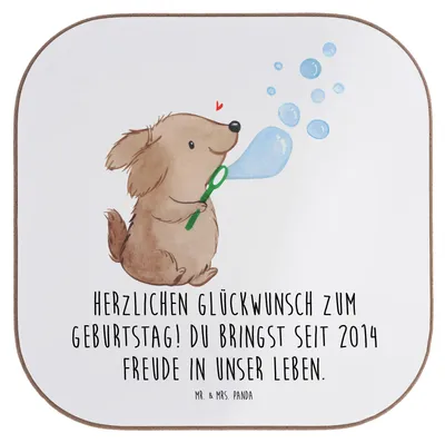 Produktbild von Mr. & Mrs. Panda Untersetzer Glas 2014 Geburtstag Freude - Weiß - Geschenk, gläseruntersetzer, Geburtsjahr, Geburtstagsgeschenk, für Gläser, Jahrgangsparty, Alter, Glück