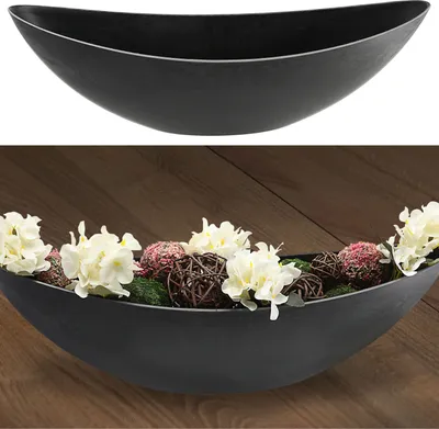 Produktbild von Deko Schale oval Schieferoptik grau 55x18x14cm Kunststoff Pflanzschale Snackschale Obstschale