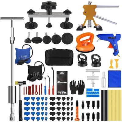 Immagine prodotto di Kit di riparazione per ammaccature auto, 119 pezzi, senza vernice, strumento per la rimozione delle ammaccature, carrozzeria, riparazione di ammaccature, danni da grandine