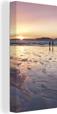 Produktbild von MuchoWow® - Leinwandbilder - Strand - Sonne - Meer, Wandbild, Wanddeko Bilder Wohnzimmer, 40x80 cm