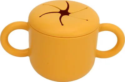 Produktbild von Baby-Silikon-Snackbecher, vielseitig einsetzbar, sicher, gesund, tragbar, Doppelohr-Design, Topf für Kleinkinder, Kinder, 350 ml, Ingwer