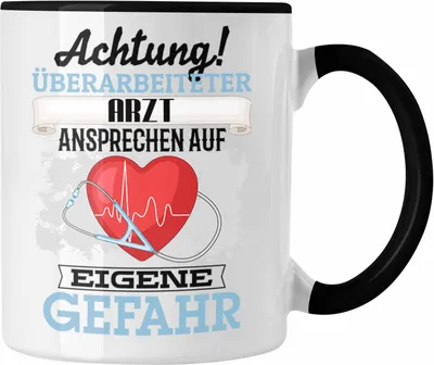 Produktbild von Trendation - Arzt Tasse Geschenk Lustiger Spruch Geschenkidee Kaffeebecher für Arzt Krankenhaus (Schwarz)