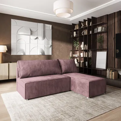 Produktbild von Masseno Ecksofa BRISO P mit Schlaffunktion L-Form, Sofa mit Bettkasten, Wohnzimmersofa, Couch, Soffa, Bettsofa, Couchgarnitur- Lila, POSO 130