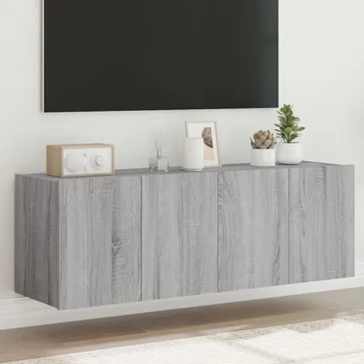 Produktbild von Maison Exclusive - TV-Wandschränke mit LED-Leuchten 2 Stk. Grau Sonoma 60x35x41 cm