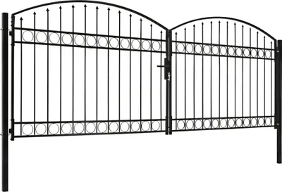 Zdjęcie produktu dla Brama ogrodzeniowa dwuskrzydłowa łukowa górna stalowa 400 x 150 cm czarna