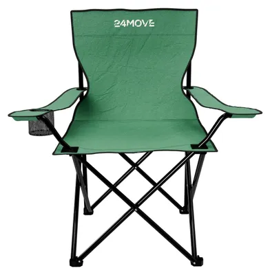 Produktbild von 24MOVE® Campingstuhl Faltstuhl, grün, mit Getränkehalter und Tragetasche Outdoor, faltbar max. 100kg, Anglerstuhl, Polyester
