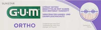 Obrázek produktu pro GUM Ortho, 75 ml, Gel, Máta, Aloe vera, Bisabolol, Zázvor, Plast, Prevence zubního kazu