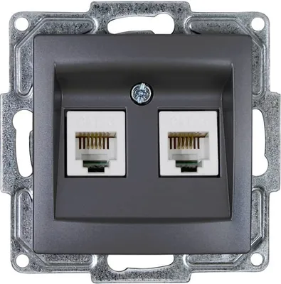 Produktbild von Gunsan Visage Telefon Steckdose 2-fach CAT3 Dunkelsilber