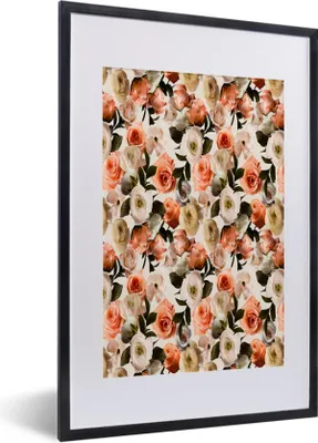 Produktbild von MuchoWow® MuchoWow® Gerahmtes Poster Blumen - Rosen - Farben 40x60 cm - Poster mit zchwarzem Bilderrahmen - Poster in Rahmen