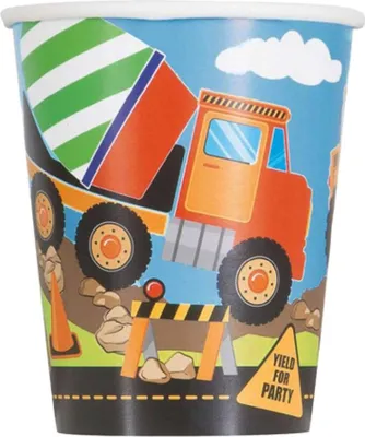 Produktbild von Pappbecher Baufahrzeuge, 256 ml