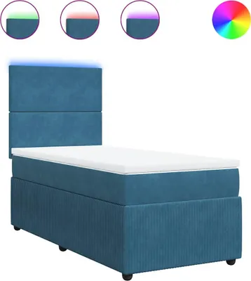 Produktbild von vidaXL Boxspringbett mit Matratze Blau 100x200 cm Samt