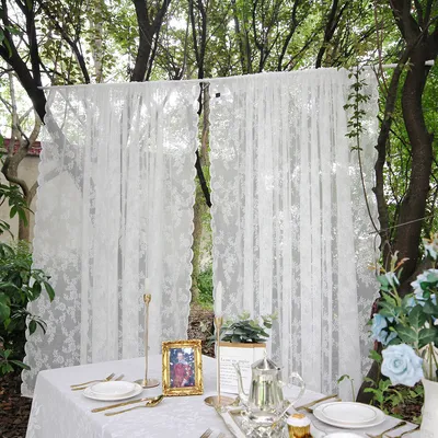 Zdjęcie produktu dla Woalowa koronkowa zasłona kwiaty haftowana zasłona do salonu sypialnia ogród dekoracja ślubna, WxH: 150x230cm