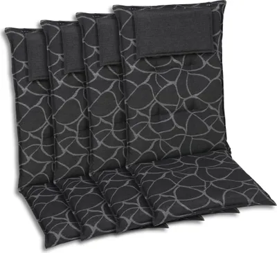 Produktbild von GO-DE Textil, Sesselauflage Hochlehner, 4er-Set, Farbe: anthra, Maße ca.: 120 cm x 50 cm x 7 cm