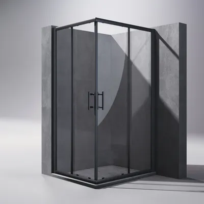Produktbild von SONNI 70x90x195cm Schwarz Eckdusche Schiebetür Duschabtrennung Doppel Duschtür Eckeinstieg ESG Glas Dusche Duschkabine