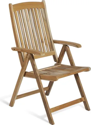 Produktbild von Gartenstuhl LENNAR Teak 5-fach verstellbar - Teak, Teakbraun | Hochlehner Wetterfest Terrassenstuhl Outdoor Essstühle
