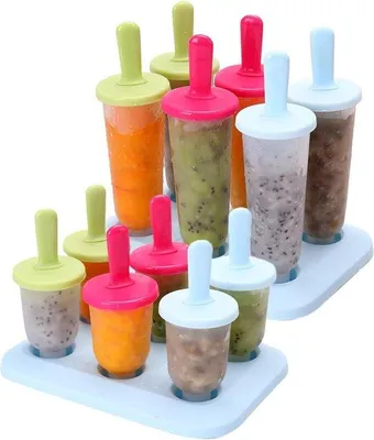 Produktbild von Lebensmittelfrucht-Eiswaffel-Formen, 12 Stück BPA-freie, wiederverwendbare Bastelset für Erwachsene und Kinder mit Naturisformen.