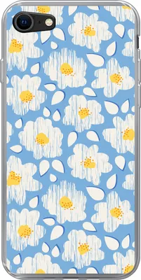 Produktbild von MuchoWow® Handyhülle Schutzhülle Hülle für Telefoonhoesje iPhone 8 Mädchen - Blumen - Blau - Muster - Mädchen - Kinder - Kinder - Kind Silikon Softcase Handy Hülle - Schutzhaube