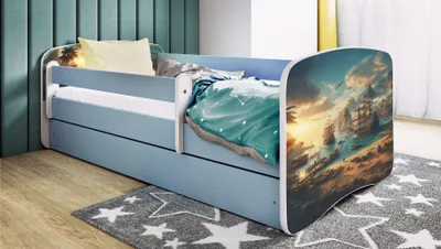 Obrázok produktu pre Detská posteľ pre mládež 70x140, 80x160, 80x180 cm - kompletná súprava s matracom, zásuvkou a ochranou proti vypadnutiu