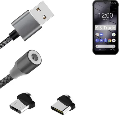 Produktbild von K-S-Trade Hochwertiges Magnet-Lade-kabel Sync-Kabel Daten-Kabel für Gigaset GX290 mit USB-Typ-C-Anschluss und Micro-USB-Anschluss 2A bis zu 480mbps