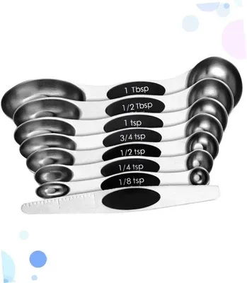 Produktbild von 8-teiliges Set aus Edelstahl, Küchenutensilien, Messer, Maßzubehör und Küchenutensilien, schwarz