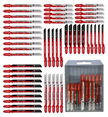 Produktbild von Sägeblätter für Stichsäge, Set mit 50 Stück, für Metall, Holz und Kunststoff