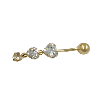 Produktbild von Bauchnabelpiercing Banana 35x6mm 3x Zirkonia 14Kt GOLD gold 35x6mm