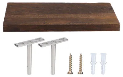 Schwebendes Wandregal, Holz, 30x14x2 cm, industriell, rustikal