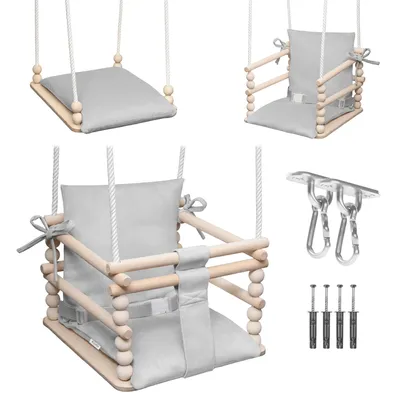 Productafbeelding van MAMOI Kinder schommel 3-in-1 met veiligheidsgordel, verstelbare hoogte, geschikt voor binnenshuis gebruik, stabiele constructie, eenvoudige montage