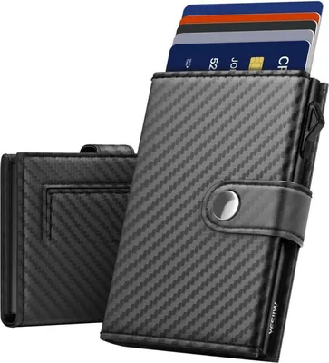Image de YESIIW Porte-monnaie Homme RFID Porte-cartes Slim Wallet Carbon Fiber