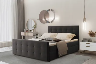 Zdjęcie produktu dla Łóżko kontynentalne AMOR z materacem 120x200 tkanina Soro antracyt