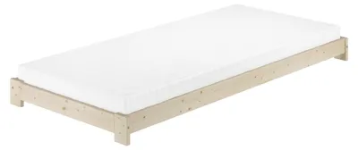 Produktbild von Niederflurbett Einzelbett 90x200 Fichte/Tanne massiv unbehandelt mit wählbarem Zubehör V-60.85N-09Rollrost und Matratze inkl.
