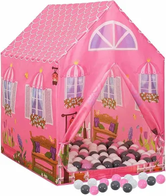Imagen del producto de Tienda de juegos para niños con 250 bolas, color rosa, dimensiones 69x94x104 cm, modelo B