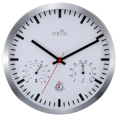 Obrázok produktu pre NeXtime - 90513WI - Nástenné hodiny s meteostanicou - 25 cm - strieborné - rádiom riadené