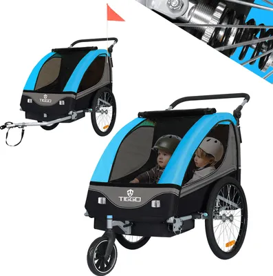 Produktbild von Tiggo S2 Kinderanhänger mit Federung Jogger 2 in 1 Kinder Buggy Fahrradanhänger Anhänger 1 bis 2 Kinder Kinderanhänger 60502