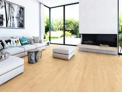 Produktbild von BASICfloor | 2,619 m² | Trend Green Vinyl Karpaten Eiche Landhausdiele 129mm, Designboden Klickboden 4mm stark, wasserfest für Feuchträume, mit V Fuge und strukturierter Oberfläche, schwimmend verlegbar