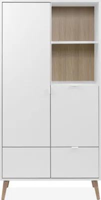 Zdjęcie produktu dla KLINT Komoda z 2 drzwiami i 1 szufladą, wykończenie w kolorze białym i dębowym, wys. 155 cm