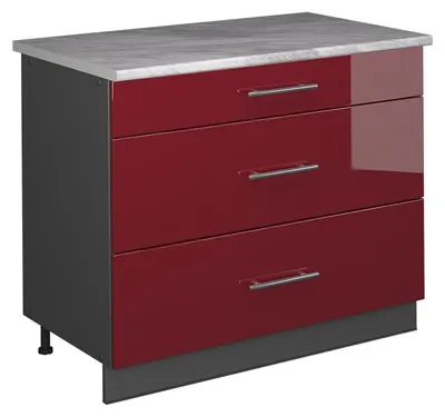 Imagen del producto de Mueble bajo de cocina Vicco Fame-Line Rojo Burdeos alto brillo/Antracita 100 cm, ET Mármol, Model 62026