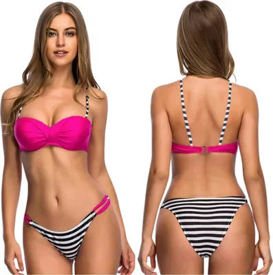 Immagine prodotto di Costume da bagno da donna a due pezzi imbottito rosa completo XL